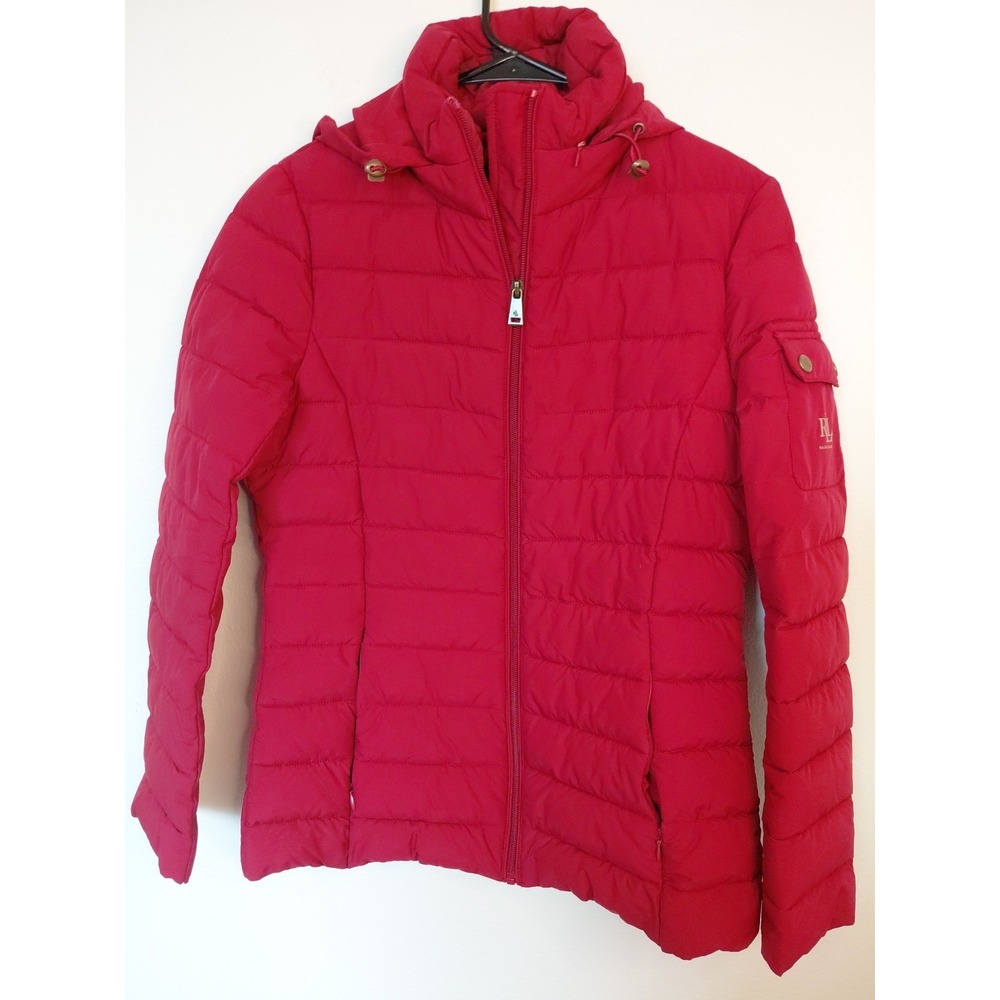 Ralph Lauren Puffer Hooded down Jacket Women Sz S Light Weight